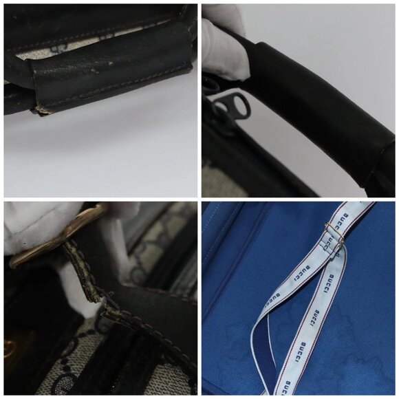 GUCCI GG Supreme Travel Case PVC Leather Navy Gold Auth - Picture 14 of 15